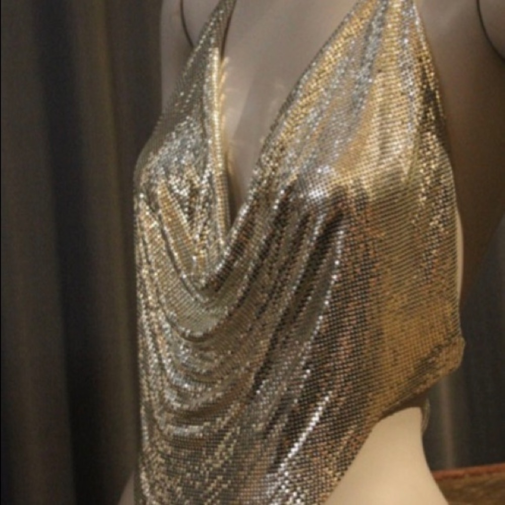 1970s Vintage Whiting and Davis Silver Mesh halter